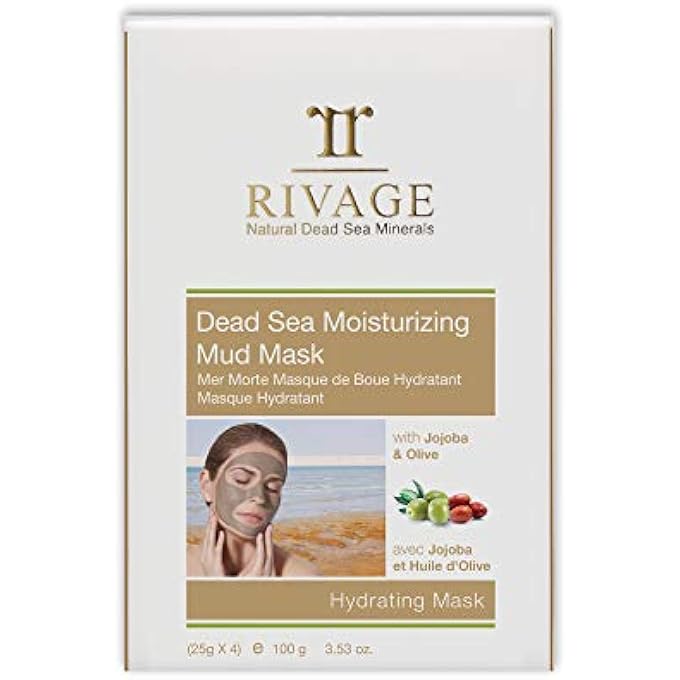 Rivage NATURAL DEAD SEA MINERALS MOISTURIZING MUD MASK SACHETS 25 G X 4 HYDRATING MUD MASK WITH JOJOBA AND OLIVE OIL 100% AUTHENTIC DEAD SEA MUD FROM JORDAN VEGAN FRIENDLY, NO HARSH CHEMICALS - Image 1